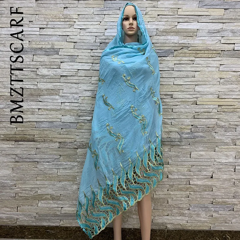 2019 African Women Scarf muslim embroidery cotton headscarf big scarf for Shawls Wraps BM626 |