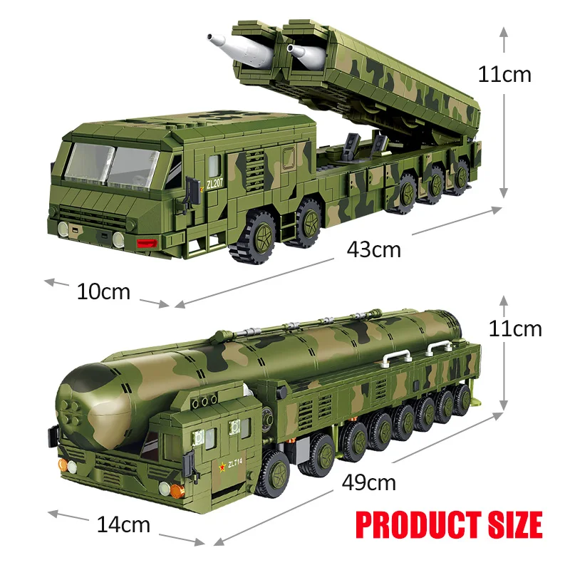 

1336Pcs WW2 High-Tech Tank Missile Auto Bouwstenen Stad Militaire Wapens Vehicle Chariot Cijfers Bricks Speelgoed Voor kinderen