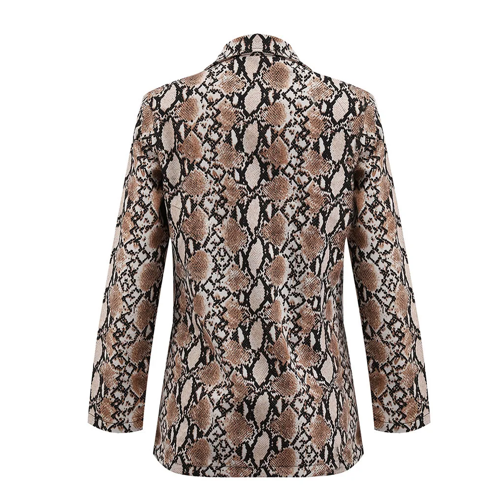 

Office Lady Snakeskin Print Business Blazer Women Long Sleeve Shawl Collar Suit Jacket Coat Outwear