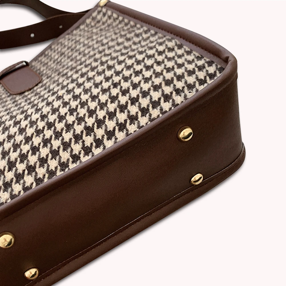 

Female Commuter Plaid Print Underarm Bags Portable PU Splicing Shoulder Satchel Fashion Exquisite Shopping Bag