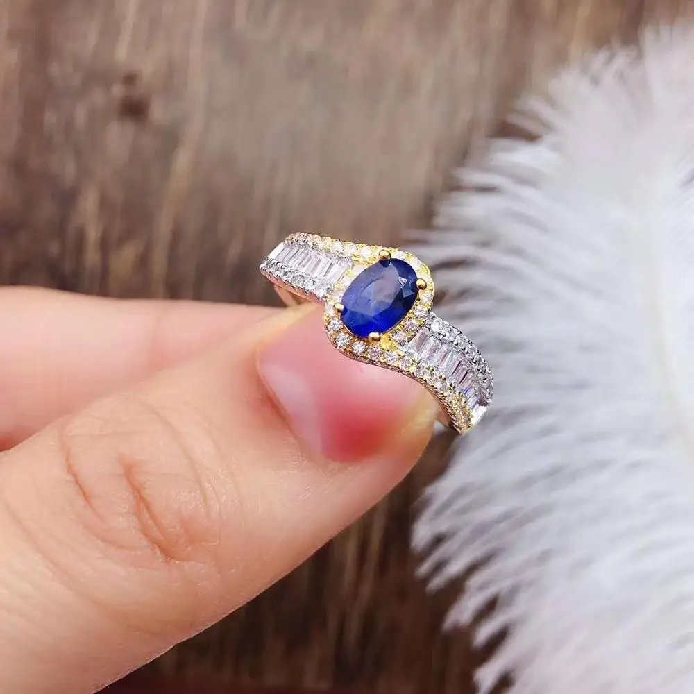 Natural real blue Flower sapphire ring 925 sterling silver Fine handworked jewelry Finger rings | Украшения и аксессуары