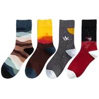 instime 1 pair mens socks cotton creative skateboard socks men mid tube male sock streetwear unisex size 37 44