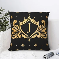 crown letter j square pillowcase cushion cover funny zip home decorative pillow case room nordic 4545cm