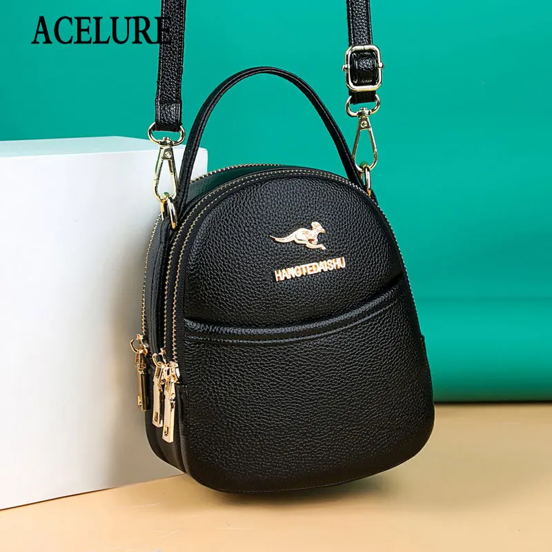 

ACELURE Solid Mini Backpack Women PU Leather School Bags for Teenage Girls Students Fashion New Small Bagpack Ladies Backpacks