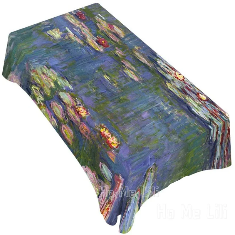 

Декоративная прямоугольная скатерть от Ho Me Lili, ВОДНЫЕ ЛИЛИИ, Клод для столовой, барбекю, пикника, кофе