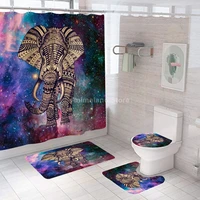 fantasy elephant animal shower curtains bathroom curtain bath set toilet cover mat non slip washroom rug set modern 180x180cm