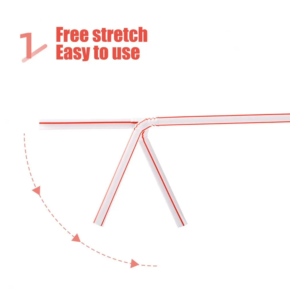 

100 Pcs Flexible Plastic Solid White Party Tea & Coffee Shop Disposable Drinking Straws Wedding Decorations