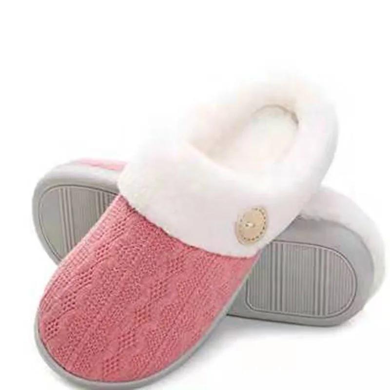 

Women Slides 2021 Winter Fashion House Furry Slippers Women Knitting Warm Slippers Women Indoor Cotton Slippers Zapatos De Mujer