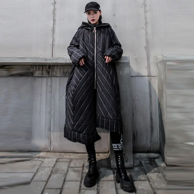 XITAO асимметричная парка в полоску 2019 осеннее элегантное плотное маленькое свежее