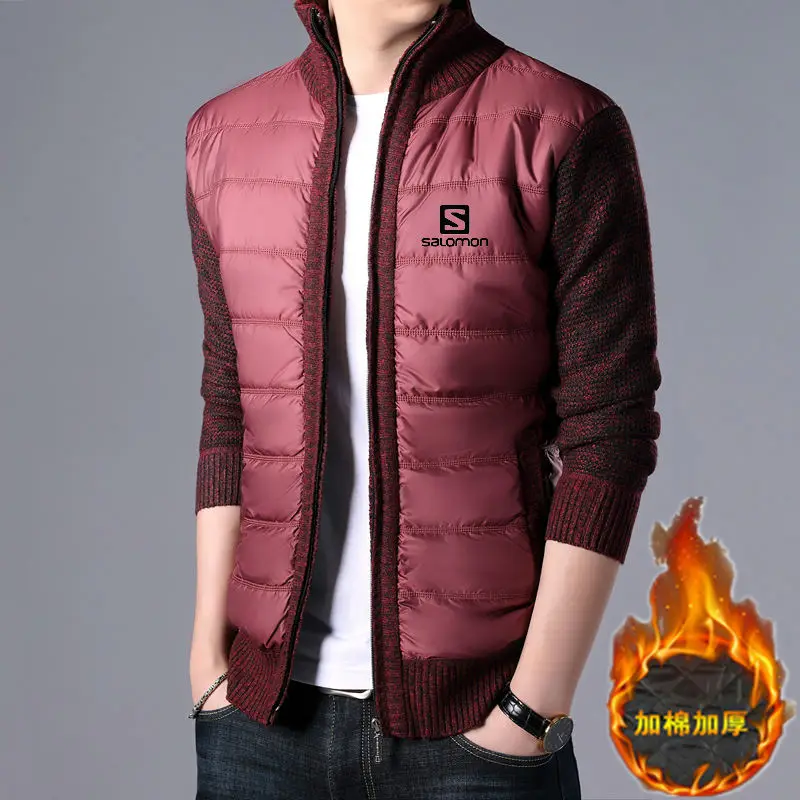 2019 новый мужской осенний сшитый свитер кардиган Повседневный трикотажные