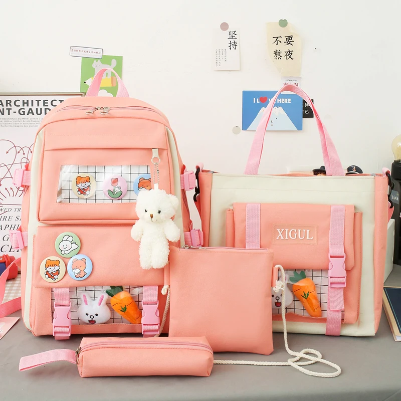 Фото Простой рюкзак комплект из 4 предметов школьный сумки для девочек-подростков 2021
