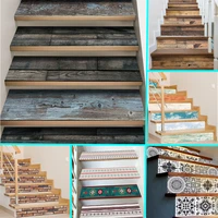 7pcs stairs stickers wood staircase decoration 21cm100cm tread vinyl self adhesive diy facade wall brick art pattern decals