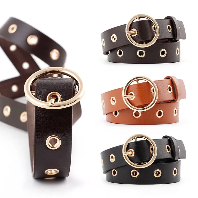 

Bauhinia brand new ladies trendy length 105 width 2.5 Korean wild round buckle fashion decoration with jeans casual thin belt