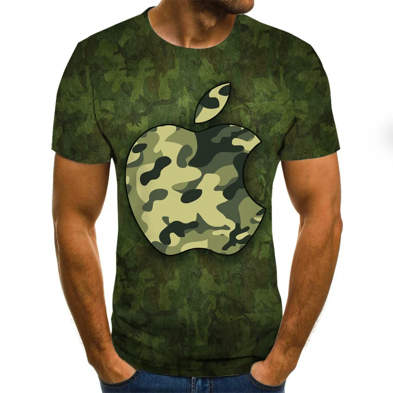 

New apple pattern short-sleeved T-shirt summer men's and women's T-shirt tops 3DT shirt fashion O-neck shirt street super loose