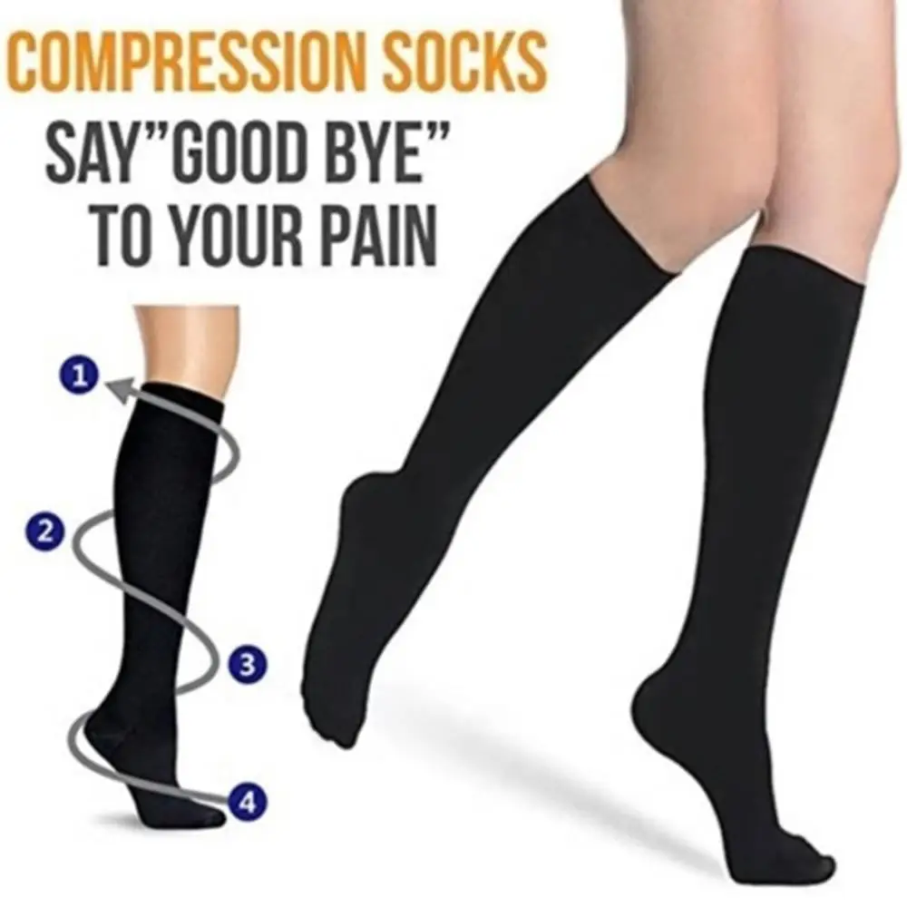 KLV 1Pair Unisex Compression Long Socks Women Men Pure Color Leg Solid Slim Knee length CFWS | Мужская одежда