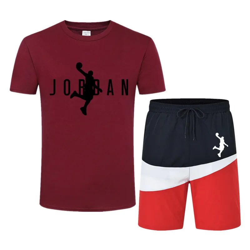 

New Brand Men's Track And Field Suit Sports Jordan -23 print Breathable T-shirt Comfortable Two Piece Basketball Training Suit