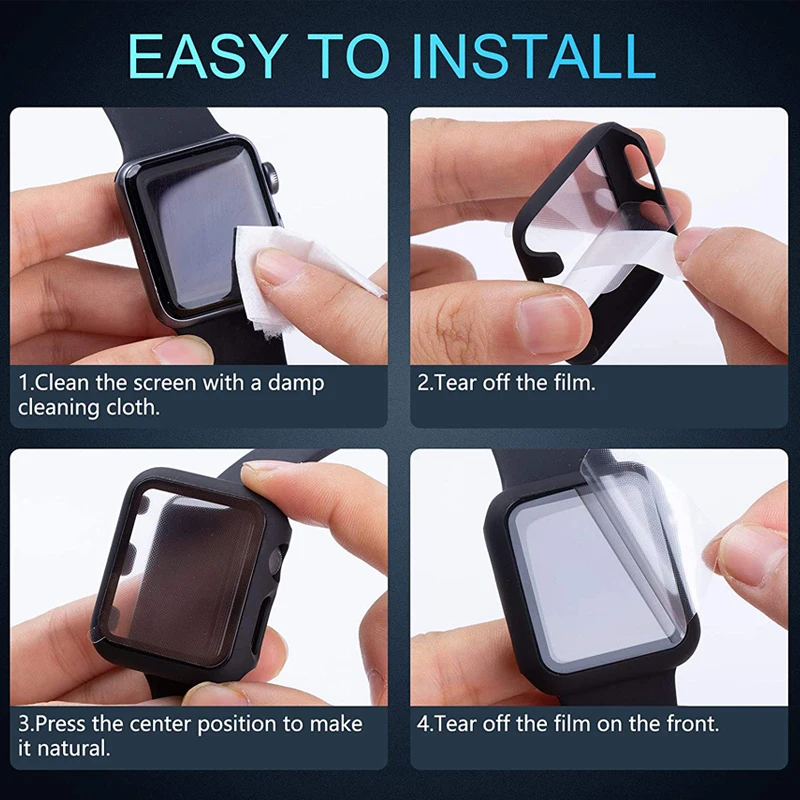 Watch Cover+Tempered Glass for Apple Watch Case 45mm 41mm 44mm 40mm 42mm 38mm,Bumper+Screen Protector for Iwatch 7 SE 6 5 4 3 2