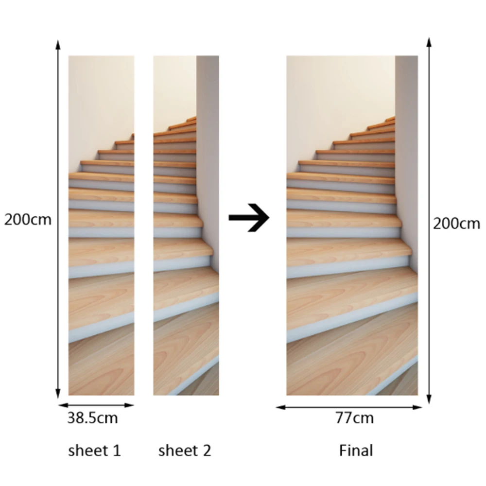 

Waterproof imitation 3D stair door stickers creative door stickers bedroom living room wall stickers