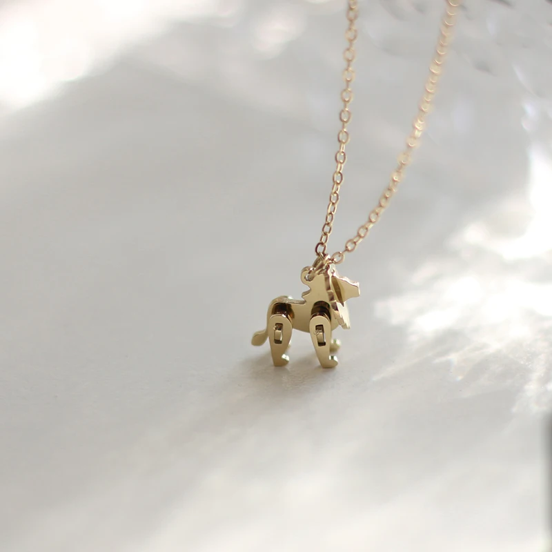 Ожерелье с подвеской-львом в виде детского животного цепь из нержавеющей стали