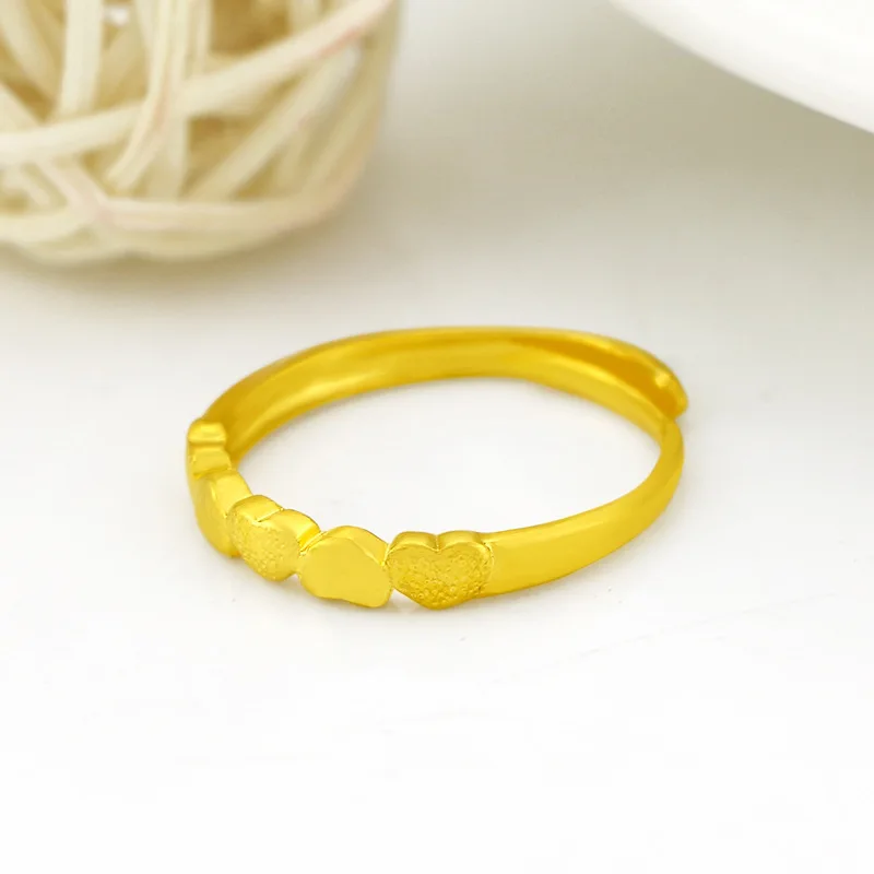 

Fashion Women Gold Color Heart Adjustable Design Finger Ring Casual Party Engagement Wedding Plated Gold Ring Jewelry