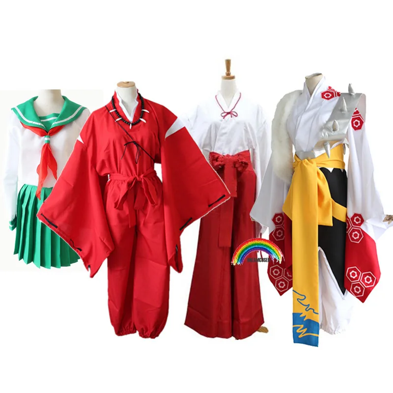Кимоно в стиле аниме Inuyasha Косплей костюмы Красный японское кимоно Higurashi Kagome Kikyo
