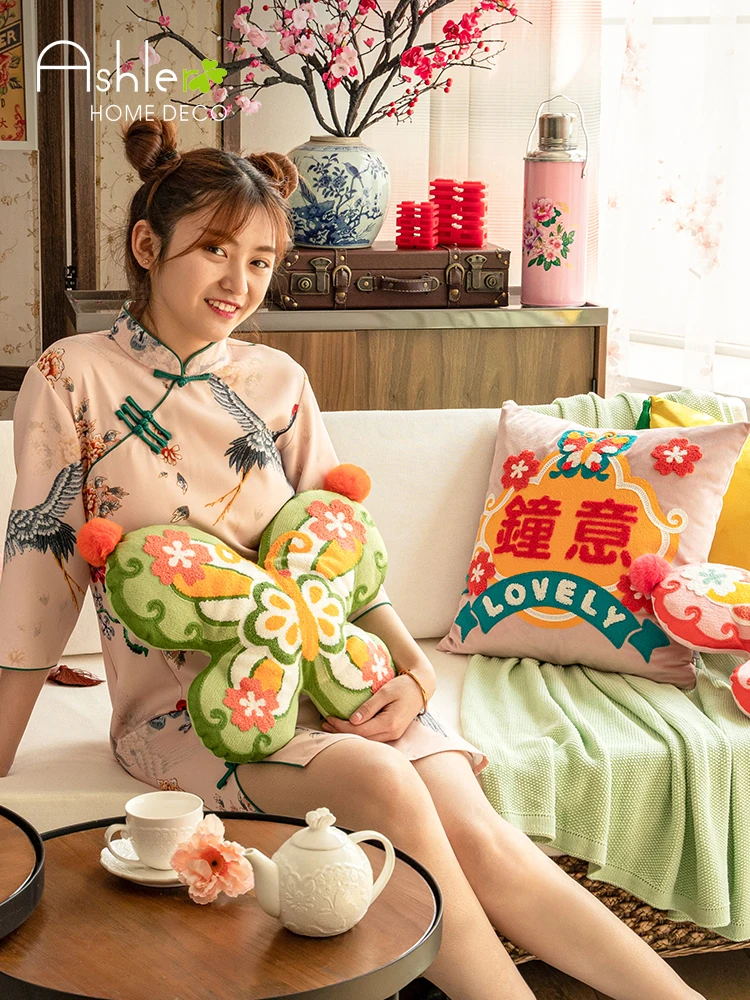 Симпатичная Подушка candice guo прекрасная набивная подушка в китайском стиле для