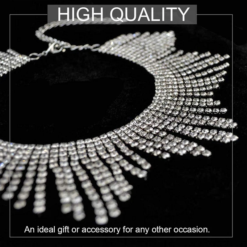 Ожерелье Стразы с бахромой и кристаллами изящное колье бриллиантами ювелирное