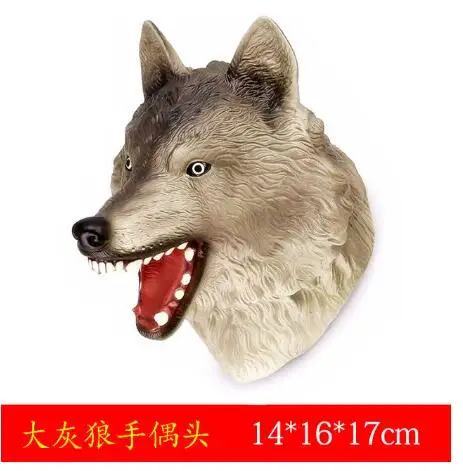 Wolf Детские игры Акула динозавр ручная кукла мягкая резиновая голова животного руки куклы Реалистичная Акула Модель фигурка игрушки для детей Подарки - Цвет: Wolf