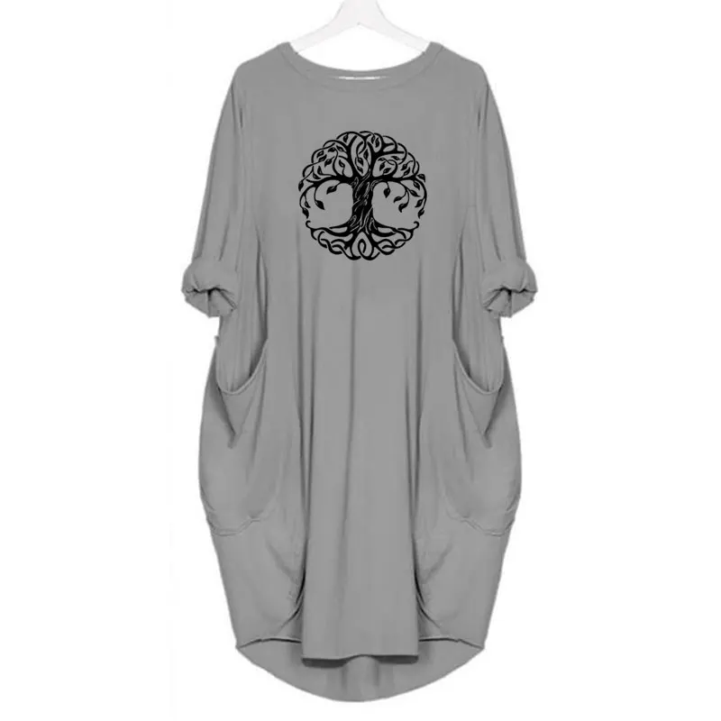 

Mandala Circle dress Women Loose Cotton long-sleeved irregular dress