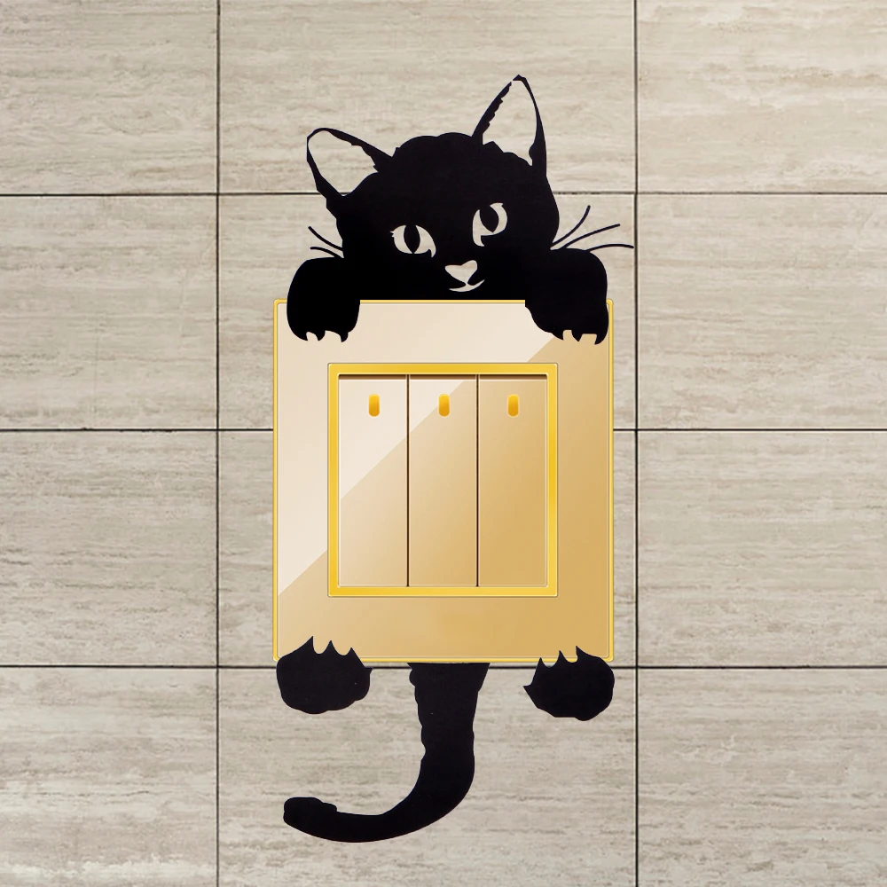 

Cute Cat DIY Handle Switch Sticker for Kids Room Bedroom Kitchen Bathroom Waterproof and Oilproof 3D Wall Sticker