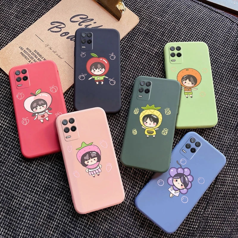 

For Realme V3 V5 5G V11 V13 5G V15 5G casing with Fruit girl pattern Back Cover silica gel case