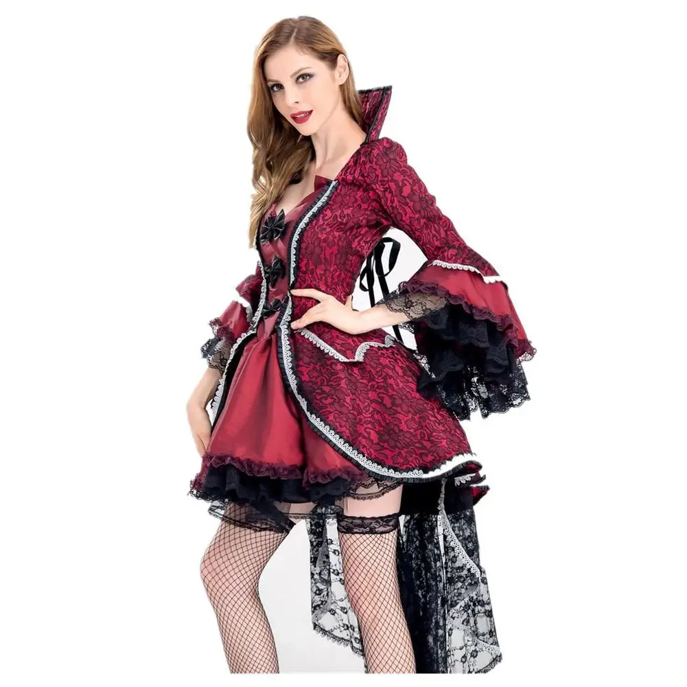 Красный и черный викторианская эпоха роскошные костюмы на Хэллоуин для женщин