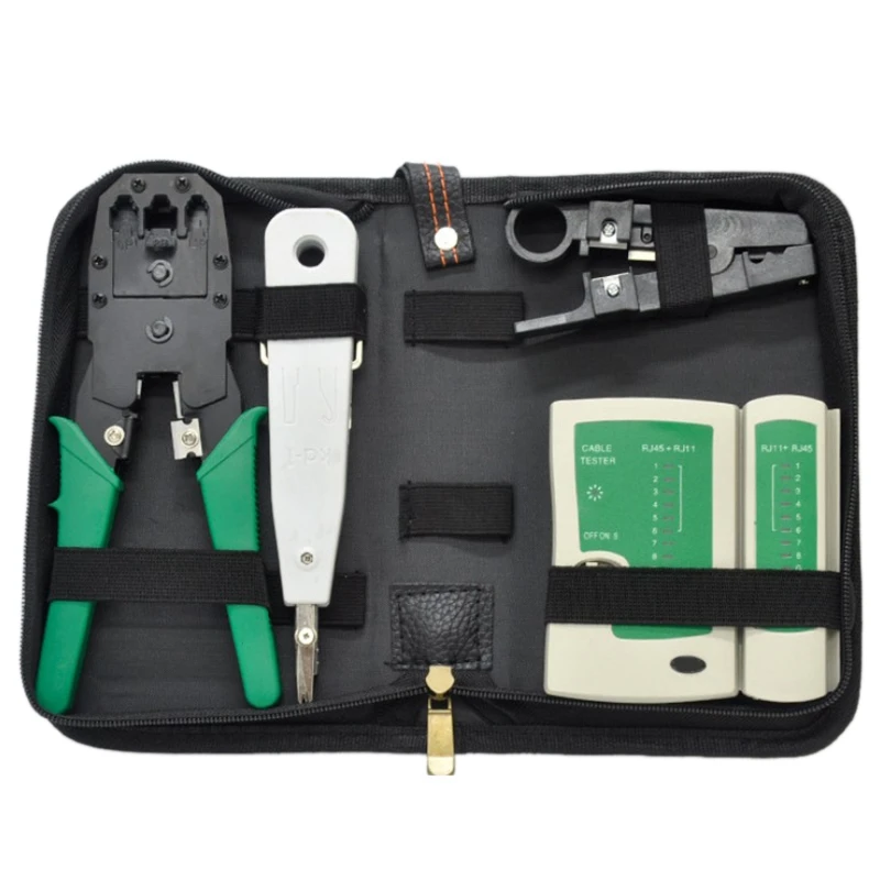 5pcsset network ethernet cable tester rj45 kit crimper crimping tools punch down rj11 cat6 wire detector qjy99 stripping crimpi free global shipping