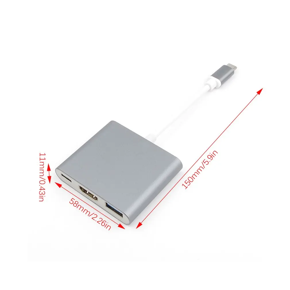 

USB-C To HDMI 3 in 1 Cable Converter For Apple Macbook USB 3.1 Thunderbolt 3 Type C Switch To HDMI 4K Hub Adapter Cable 1080P