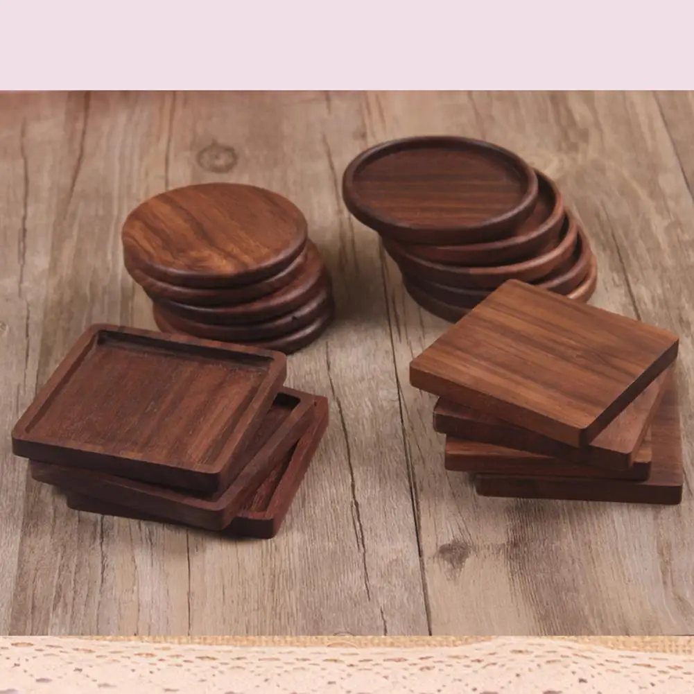

Durable Wood Coasters Placemats Round Heat Resistant Drink Mat Table Tea Coffee Cup Pad Non-slip cup mat insulation pad