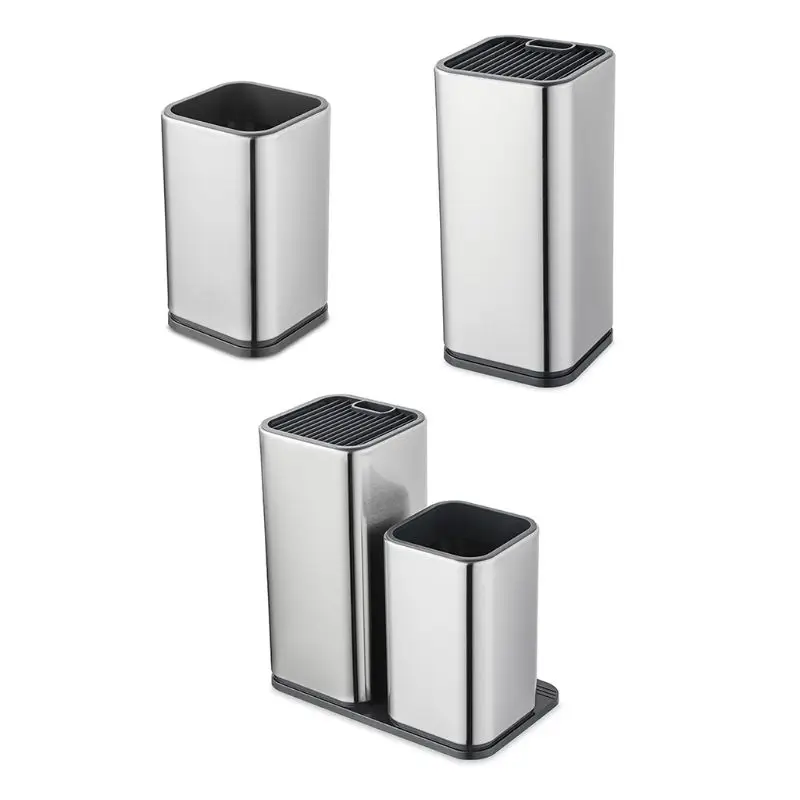 

Stainless Steel Knife Block Stand Holder Multi Kitchen Scissors Knives Storage 634E