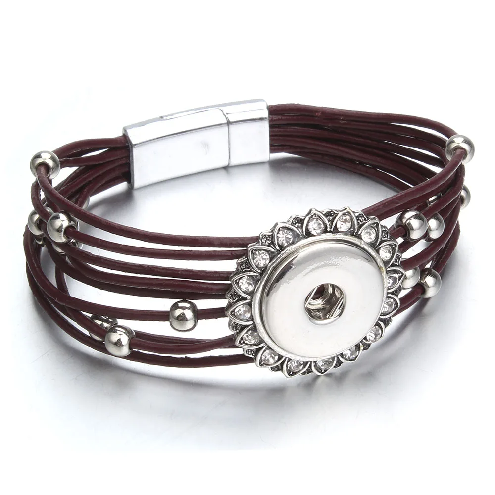 Новые ювелирные изделия с защелкой магнит пряжка ПУ кожа Pulseras 18 мм металлические