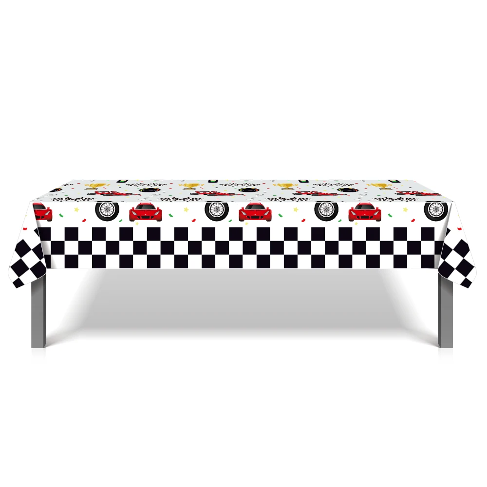

130*220cm Racing Theme Disposable Tablecover Happy Birthday Cool Racer Tablecloth Party Decorations Cartoon Car Kid Party Favors