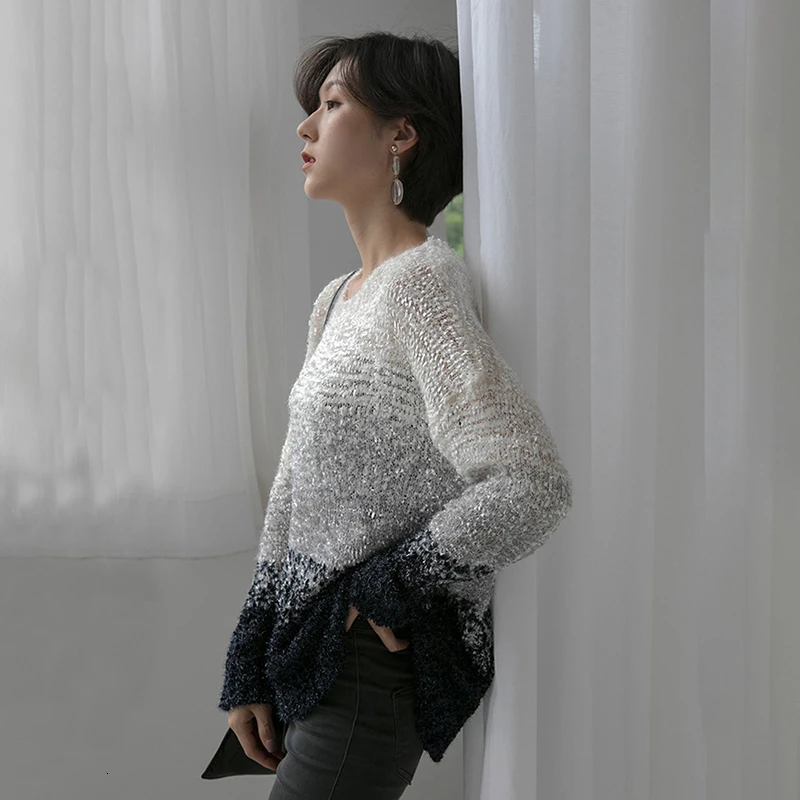 TWOTWINSTYLE/элегантные женские свитера с пайетками в стиле пэчворк круглым вырезом и