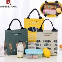 functional pattern cooler lunch box portable insulated polyester lunch bag thermal food picnic lunch bags for women kids