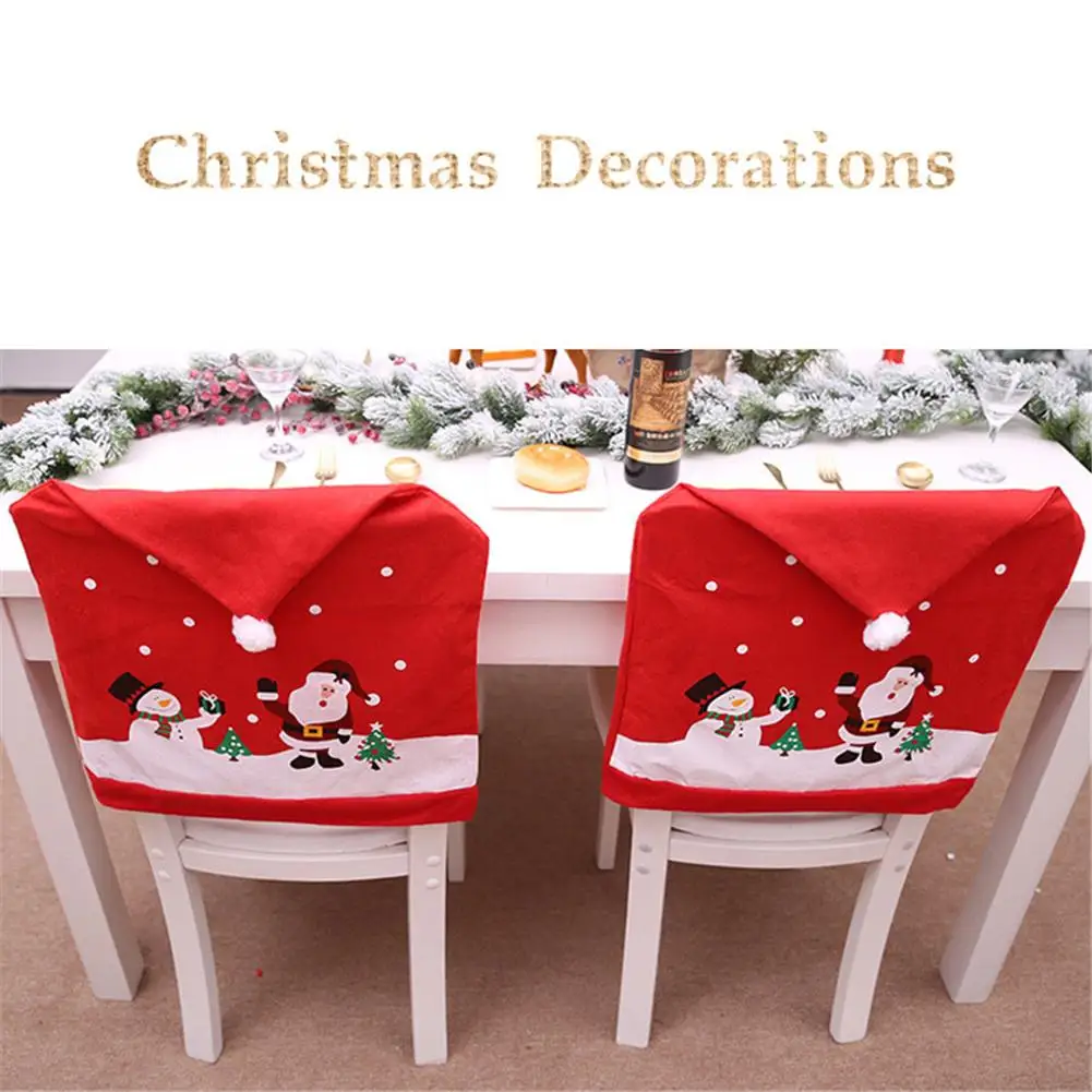 Рождественский Чехол для стула Санта Клаус Снеговик Рождество