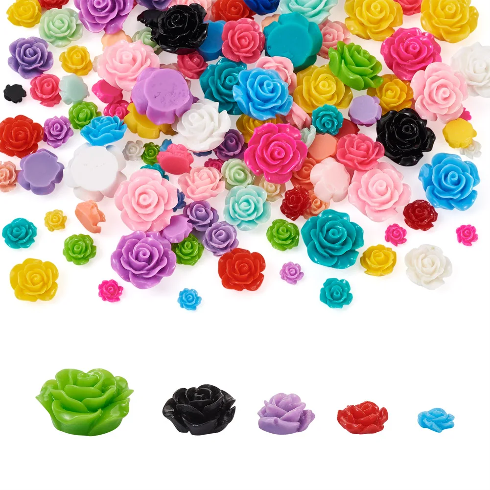 

150Pcs/box Mixed Color Flower Flatback Resin Cabochons For DIY Phone Case Scrapbooking Embellishment Jewelry Making Accessories