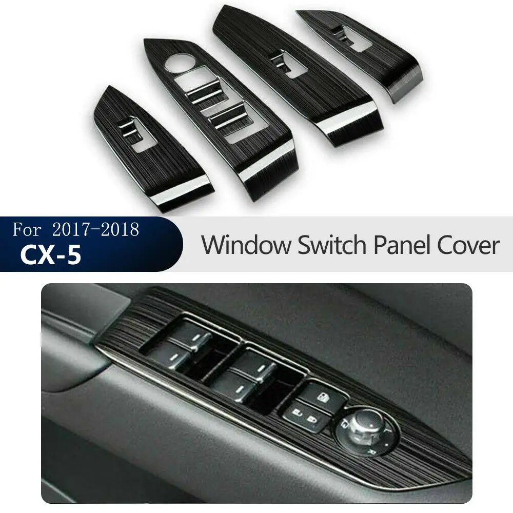 

4PCS Black Titanium Window Switch Panel Cover Trim For Mazda CX-5 CX5 2017 2018 Car modification
