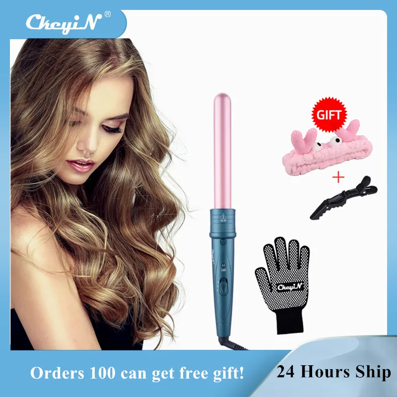 

CkeyiN Professional Hair Curler Tourmaline Ceramic Curling Iron Pear Flower Cone Electric Curling Wand Roller Styling Tools