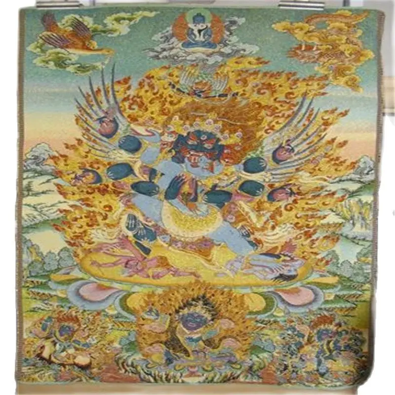 

Nepal Thangka Brocade Painting Gold silk woven Buddha statue