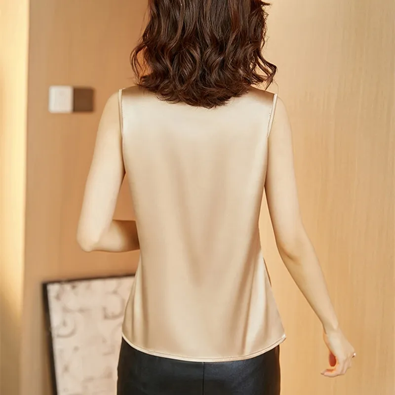 Модная женская блузка с V-образным вырезом шелковые красивые и дешевые женские