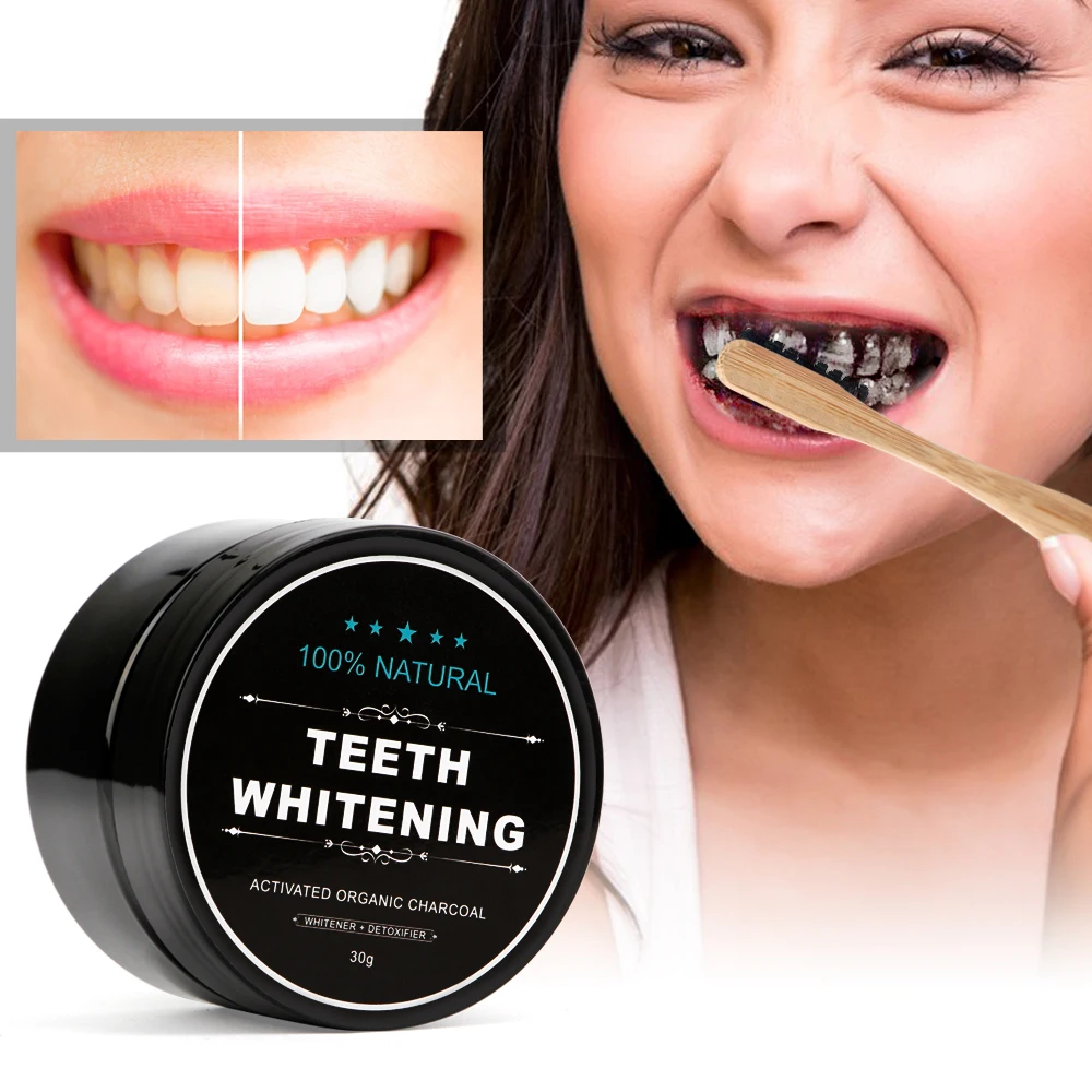 Sbiancamento dei denti cura orale spazzolino da denti in bambù carbone attivo naturale sbiancamento dei denti in polvere dentifricio igiene orale pulito