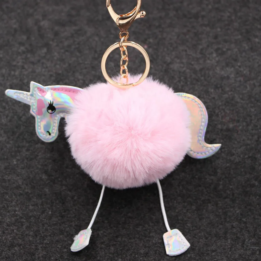 Новый стиль креативный Плюшевый единорог волос мяч милый брелок для ключей сумка