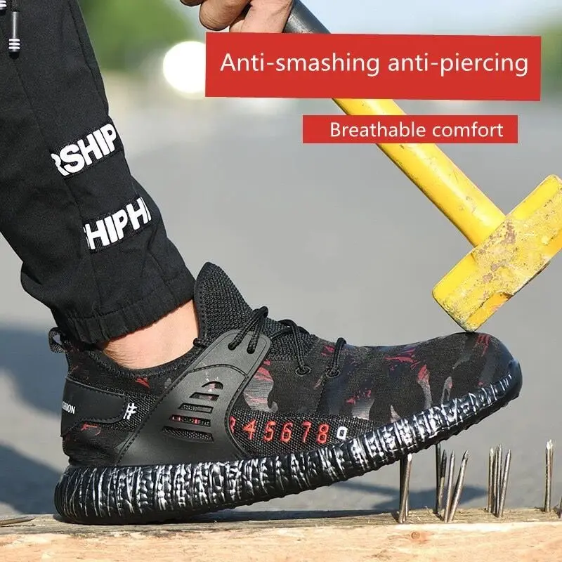 Рабочие ботинки размера плюс строительные мужские уличные со стальным носком