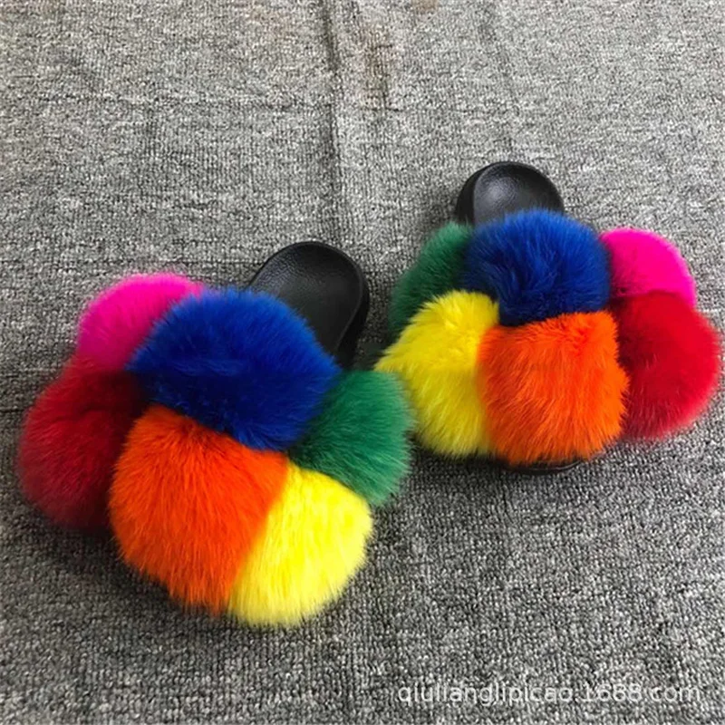 Шлепанцы женские с натуральным мехом лето сандалии | Обувь